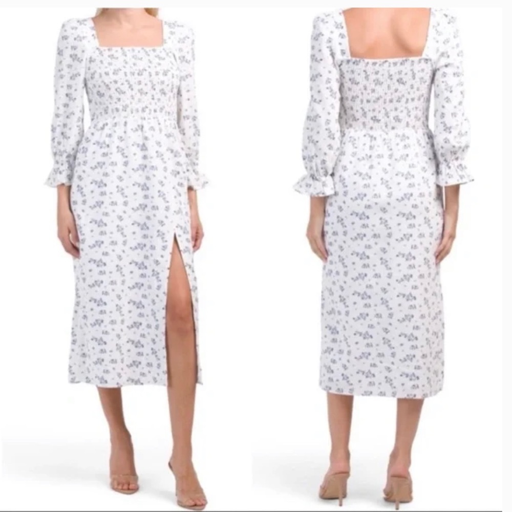 House of Harlow Linen Blend Floral Midi Dress S - Picture 6 of 13